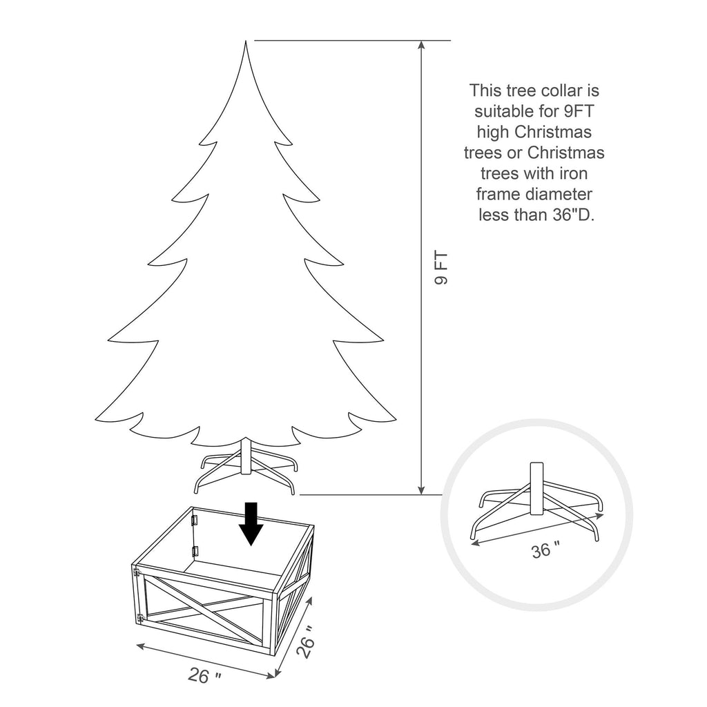 Brown Wooden Christmas Tree Collar C925