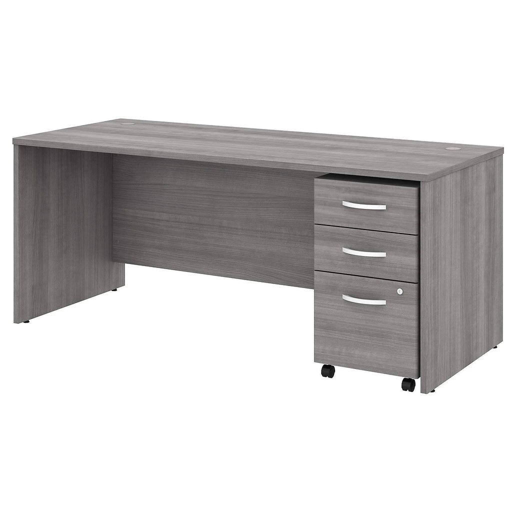 72w x 30D Office Desk with Mobile File Cabinet, Platinum Gray M803