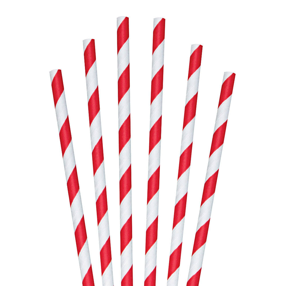 7 3/4x22 Jumbo Red White Striped Unwrapped Paper Straw M5728