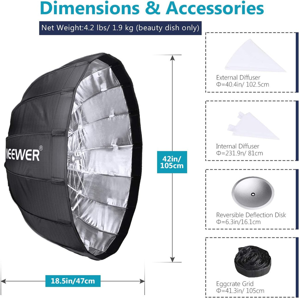 26 Inches Foldable Octagonal Softbox with Bowens Mount Speedring, Carrying Case O54407