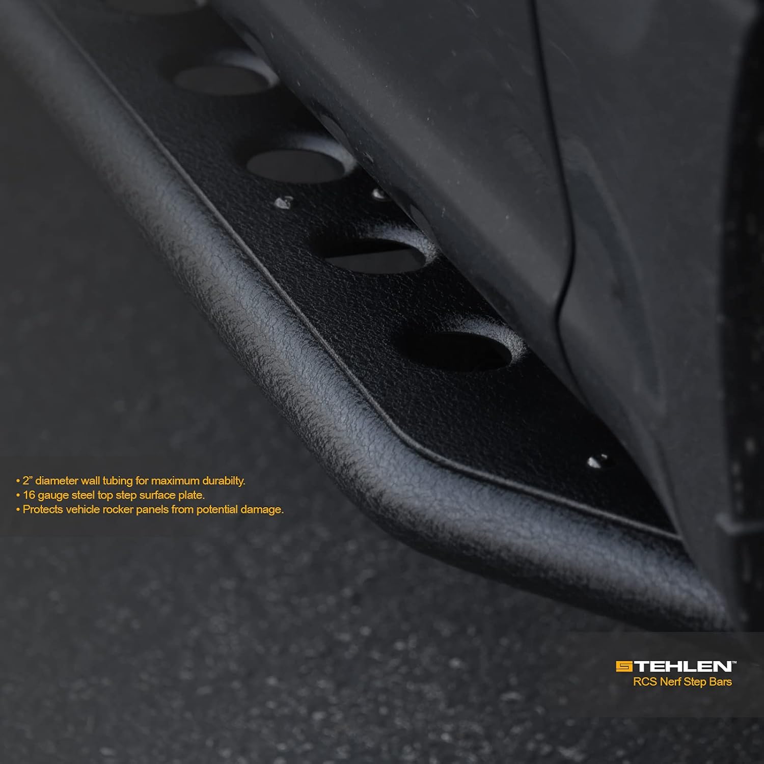Textured Black Rock Slider Side Step Rails for Ram 1500 Crew Cab G826234
