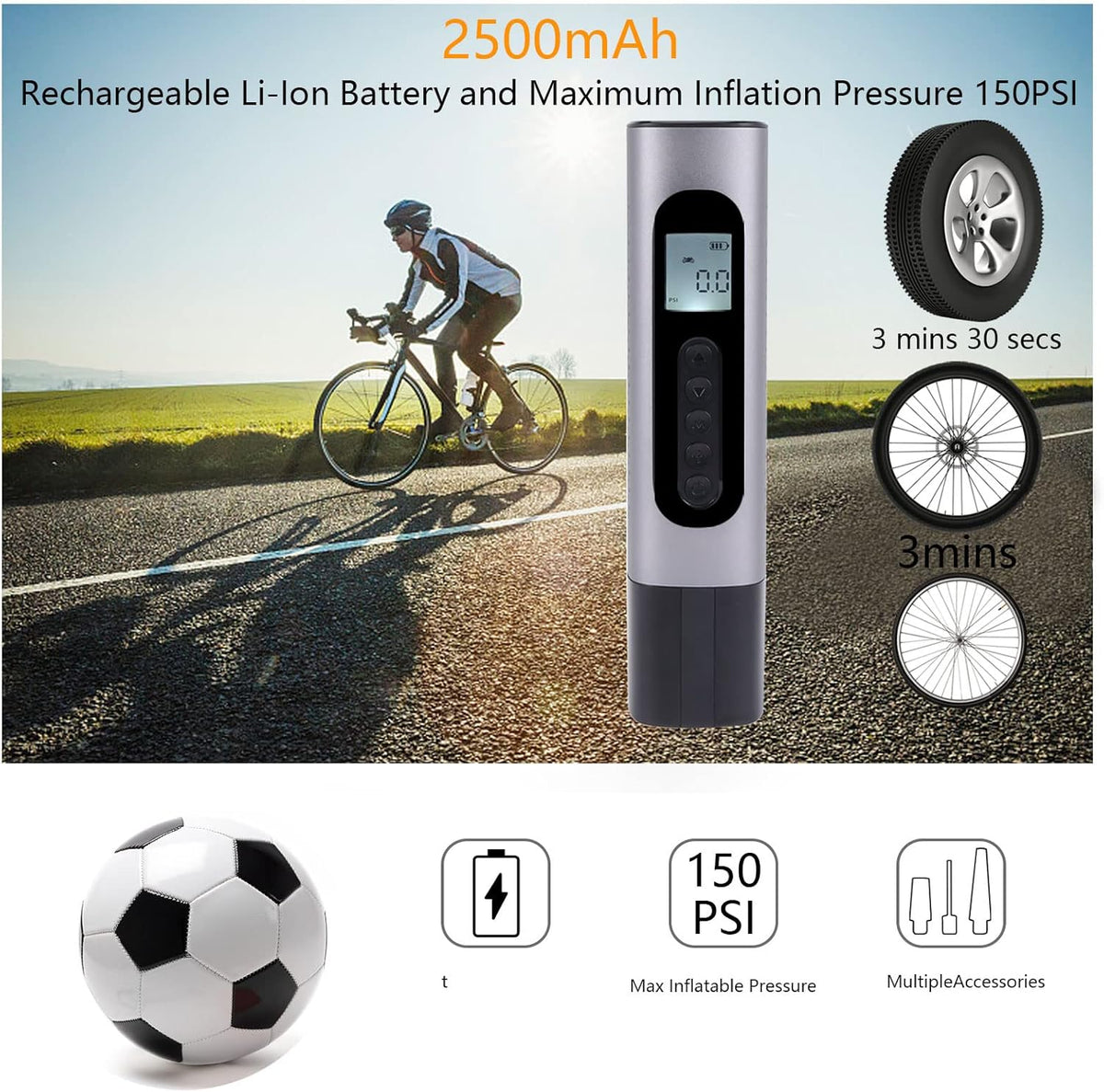Tire Inflator Portable Air Compressor 150 Psi with Digital Pressure Gauge A385972
