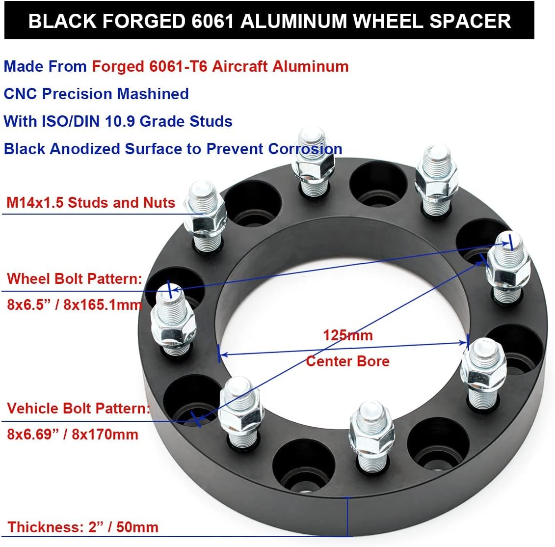 Black Forged 2 Inch Wheel Adapters Pack of 2 D218684