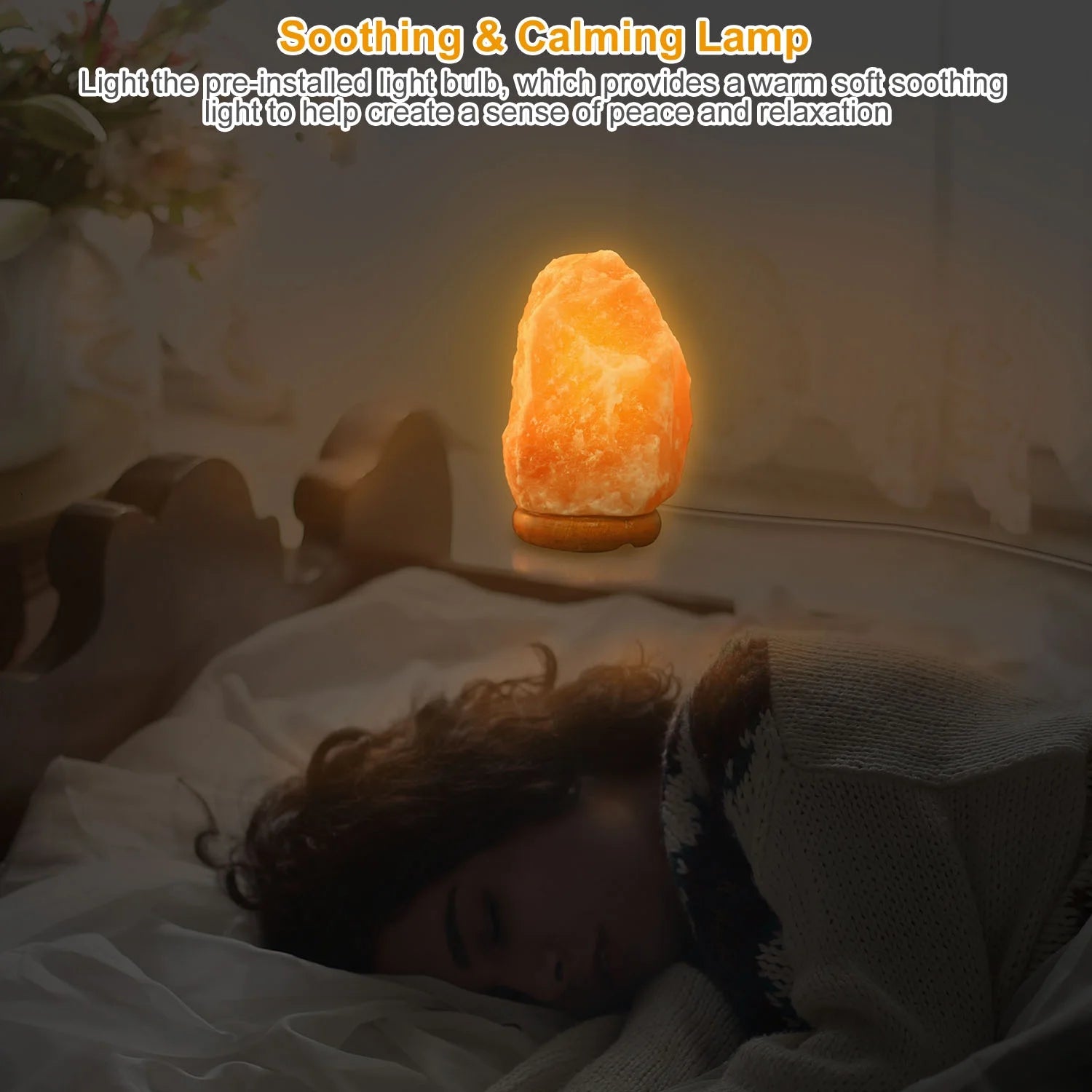 Salt Lamp with Dimmer Switch Hand Carved Table Lamp with Wood Base J601884