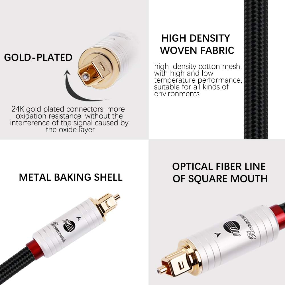 HiFi Fiber Optical Audio Cable, Toslink Cable Male to Male, 16ft/5M S18411