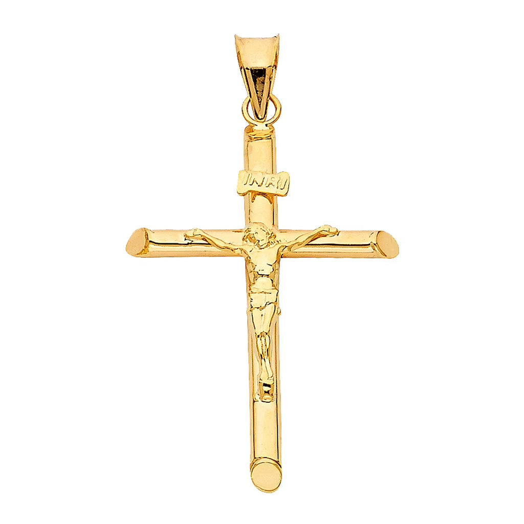 14K Yellow Gold Crucifix Charm Pendant 35 x 23 MM 1.3 grams T863