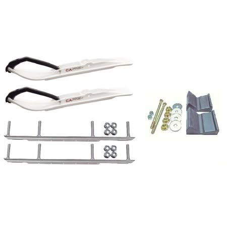 White XT Snowmobile Skis with 9 inch Shaper Bars Complete Kit N2171