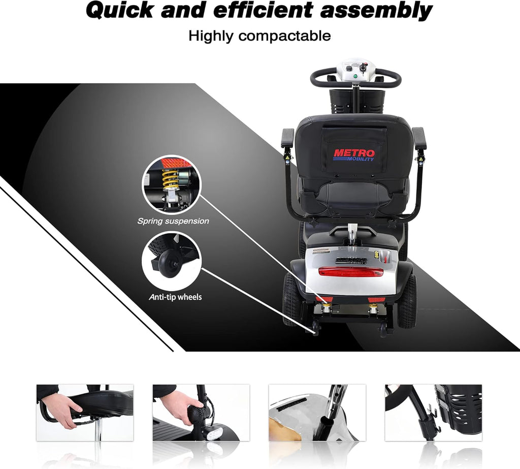 4 Wheel Mobility Scooter with Head Light, Max Speed 5 Mph, Max Load 265lbs K8567