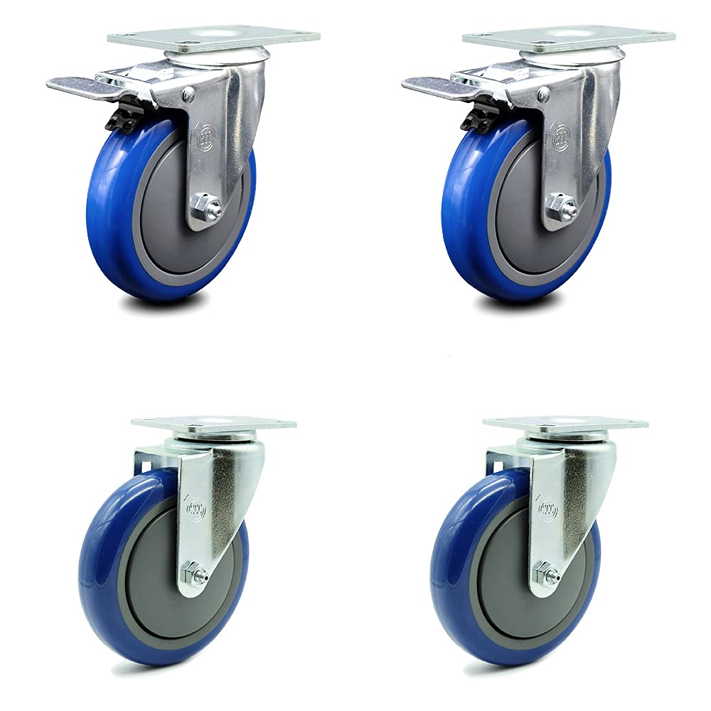 8 Inch Gray Non-Marking Thermoplastic Rubber Swivel Caster with Bolt-On Swivel Lock X576