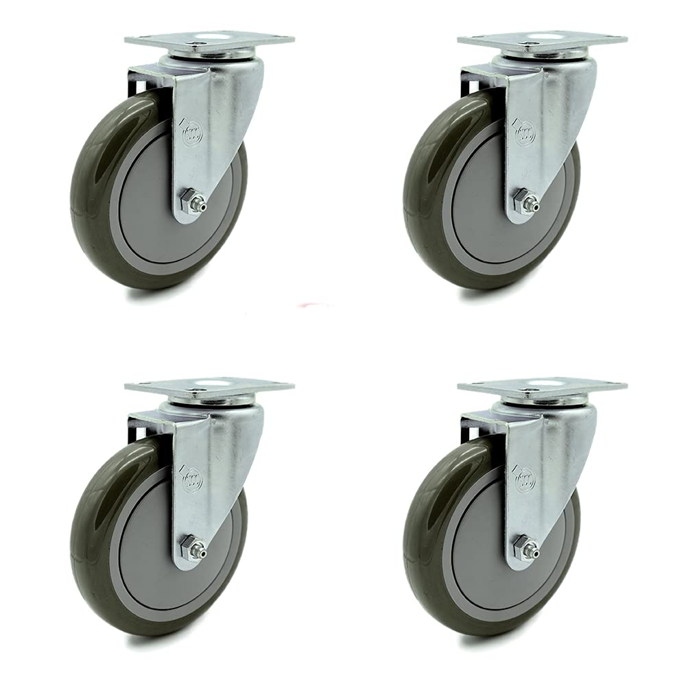8 Inch Gray Non-Marking Thermoplastic Rubber Swivel Caster with Bolt-On Swivel Lock X576