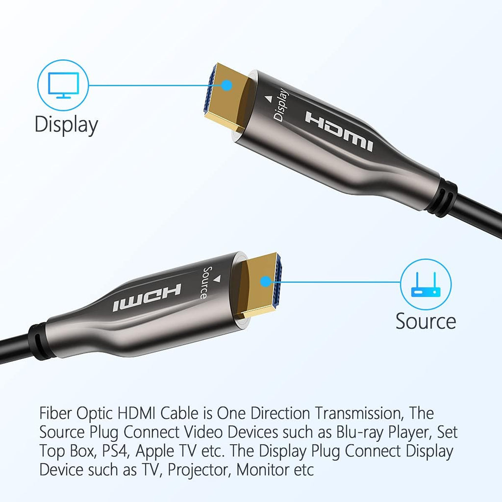 Fiber Optic HDMI Cable 100 Feet, HDMI 2.0, 18Gbps, 4K@60Hz, HDR10, Dolby Vision, HDCP2.2, ARC, 3D, Slim, Flexible, Pack of 2 V4048