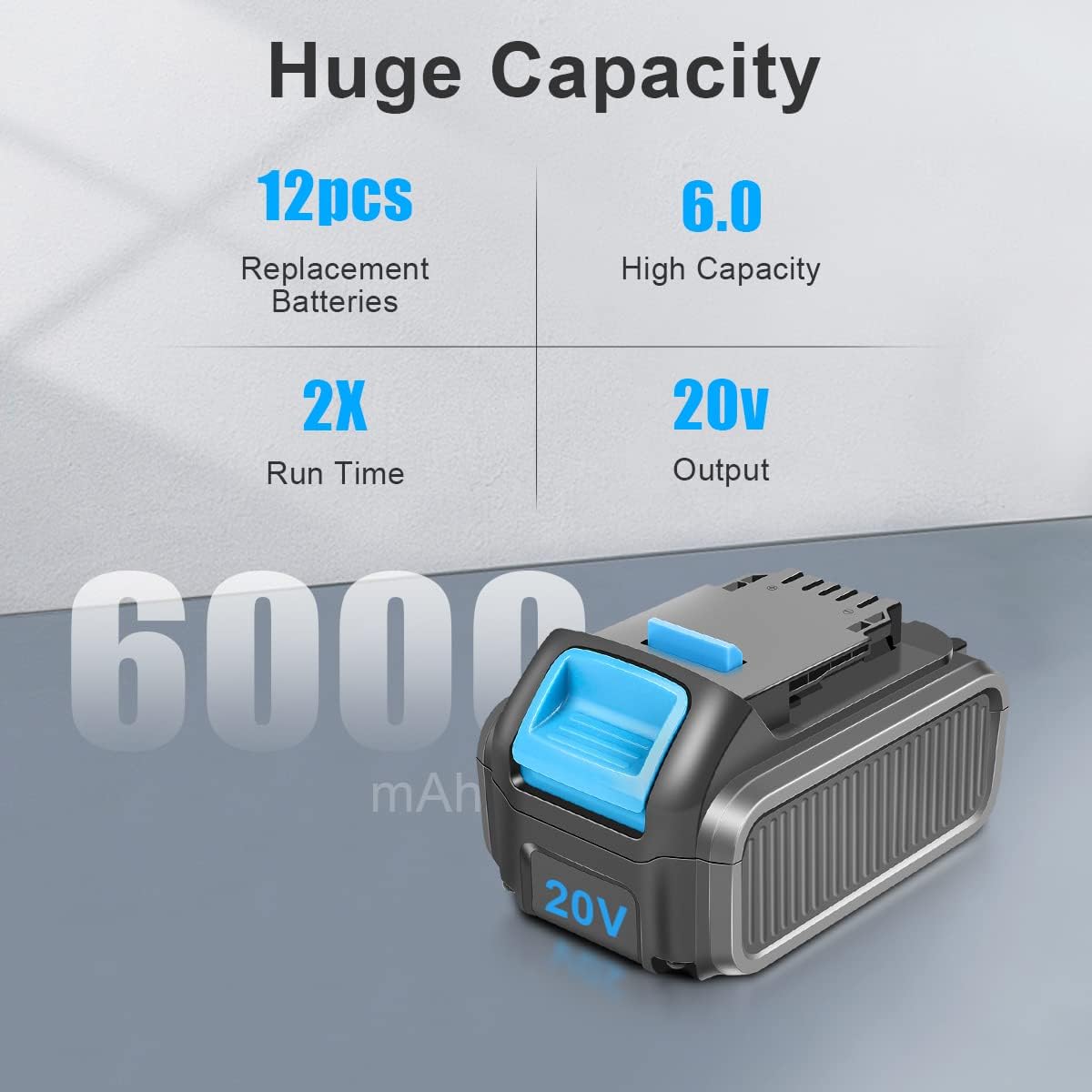 12 Packs 20V 6.0Ah Battery with LED Indicator B186