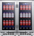 30 Inch Wide 160 Can Built-In Side by Side Beverage Cooler with Blue LED Lighting A181077