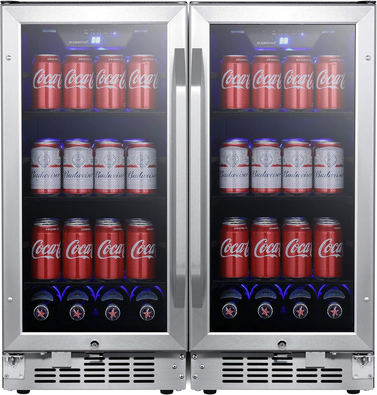30 Inch Wide 160 Can Built-In Side by Side Beverage Cooler with Blue LED Lighting A181077