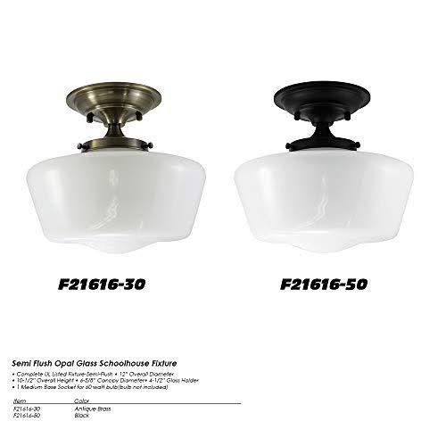 Semi-Flush Opal Glass Schoolhouse Fixture Satin Nickel Finish X49999