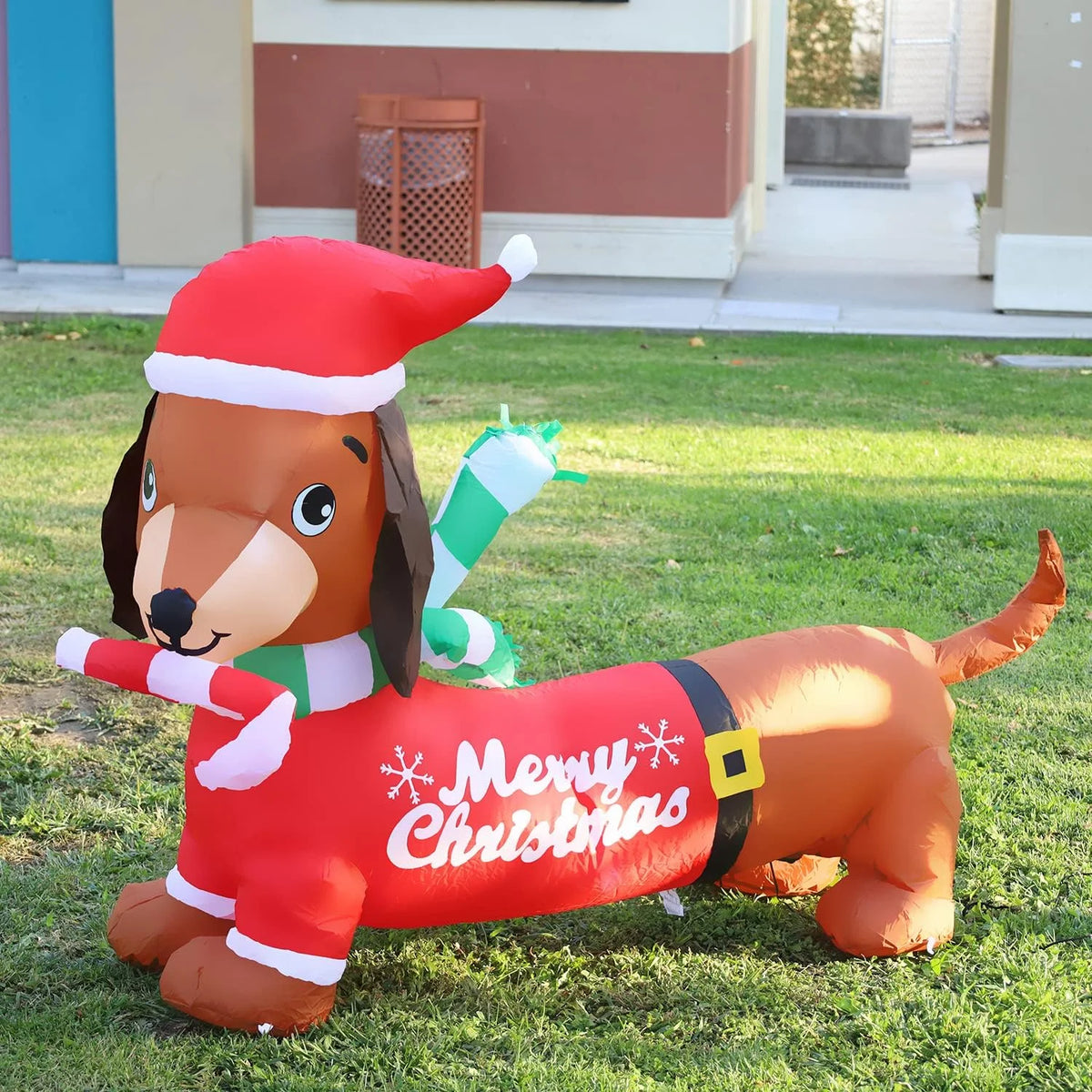 5.3 FT Christmas Inflatables Dachshund Dog with LED Lights F99656