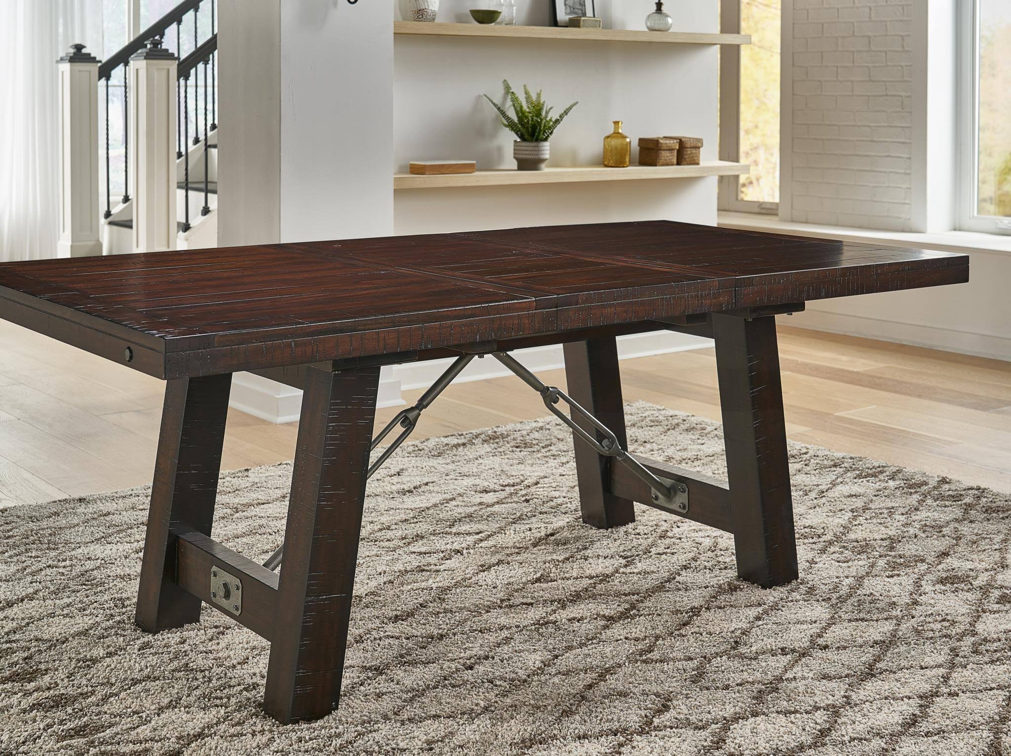 Rustic Mahogany Trestle Table Y638706