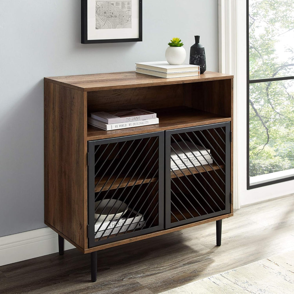 Rustic Oak Wood Bar Cabinet Y104139