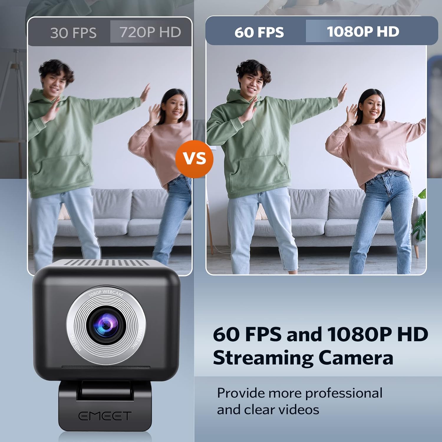 1080P 60FPS Webcam with 4 Mics and 3W Speaker U887