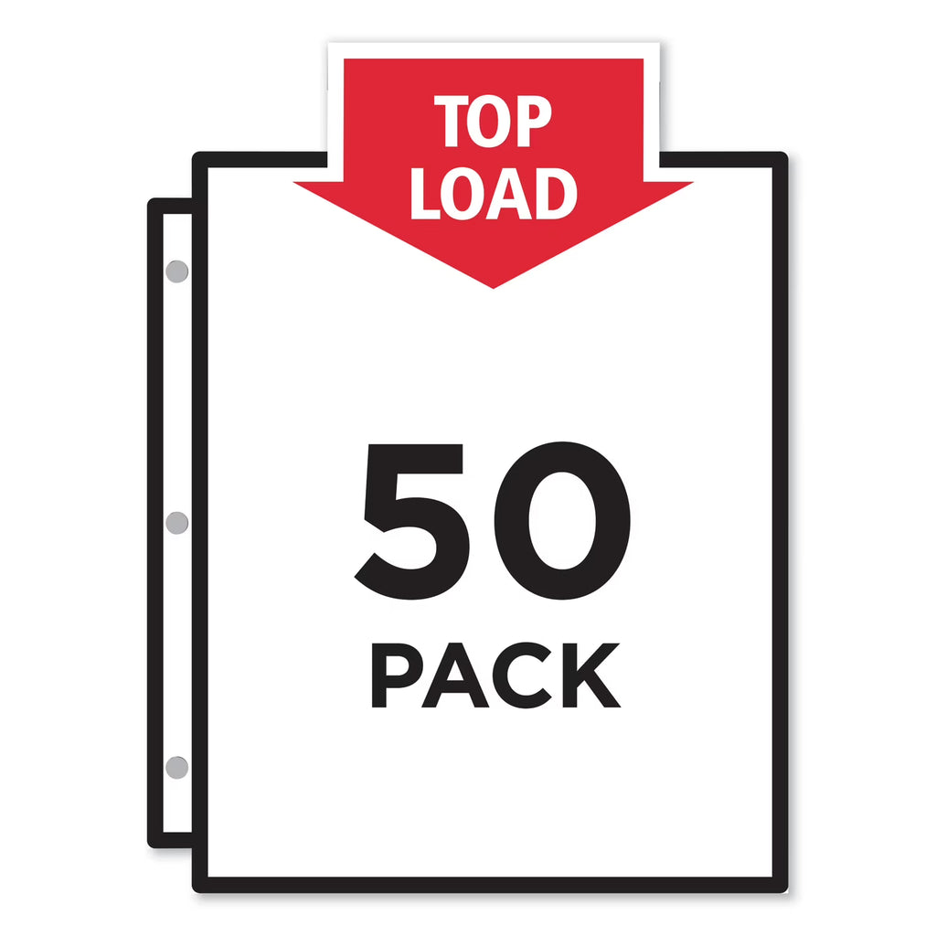 50 Pc Heavy Gauge Nonglare Top-Load Poly Sheet Protectors D2267