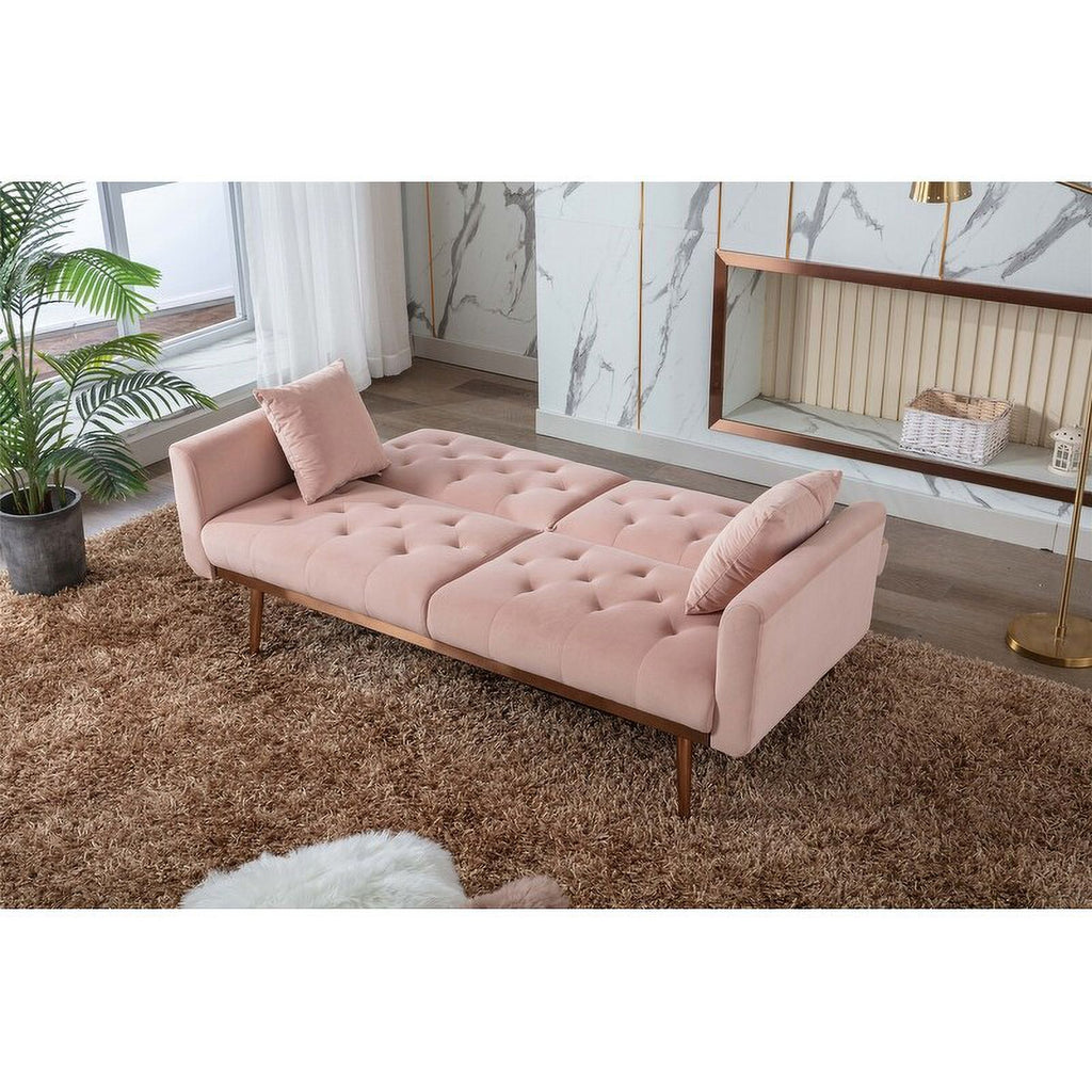 Pink Velvet Folding Sofa O867492