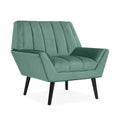 Turquoise Blue Velvet Channel Tufted Armchair Q639867