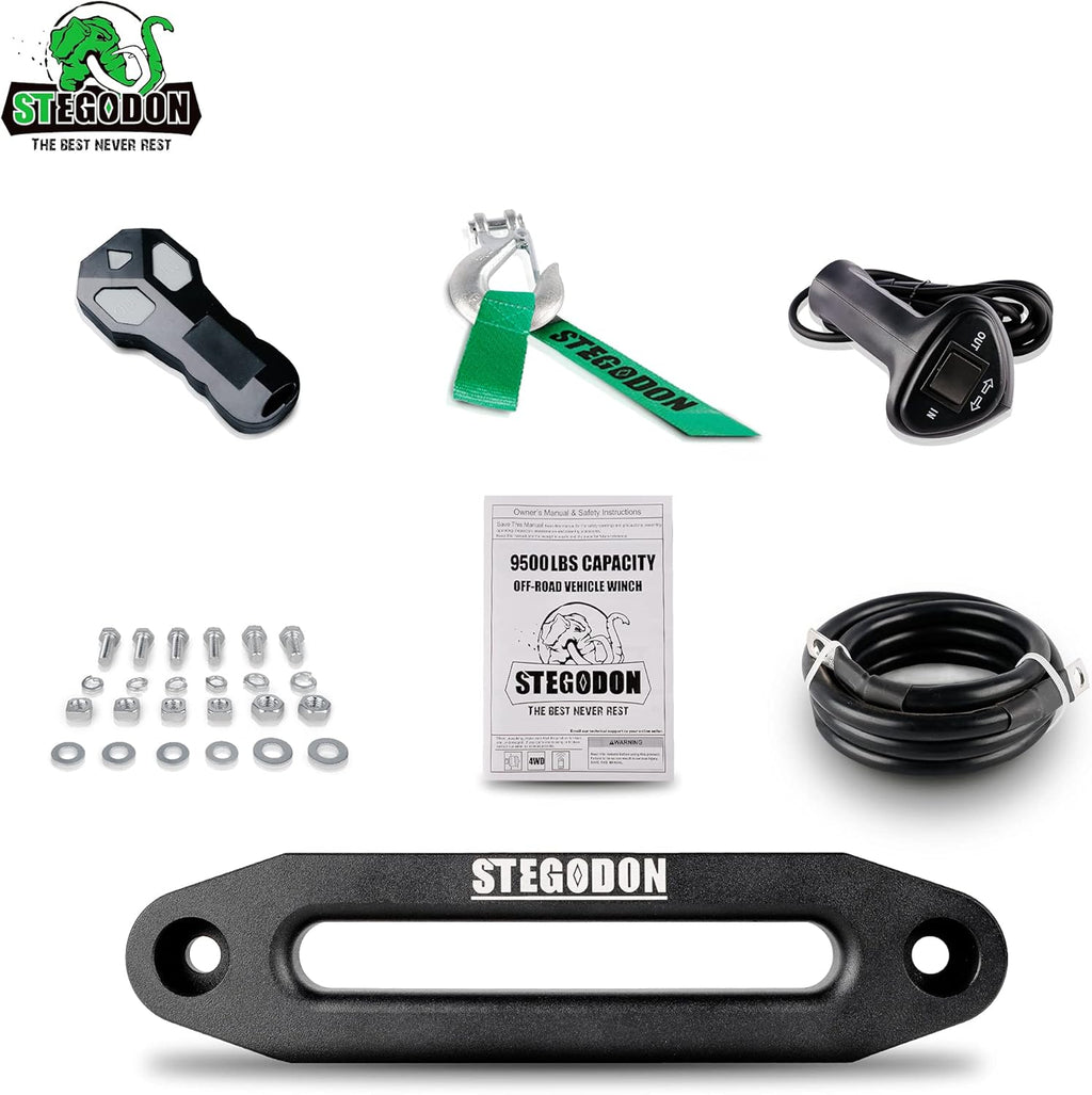 9500 lb. Load Capacity Waterproof IP67 Electric Winch with Hawse Fairlead, Synthetic Rope Winch P935817