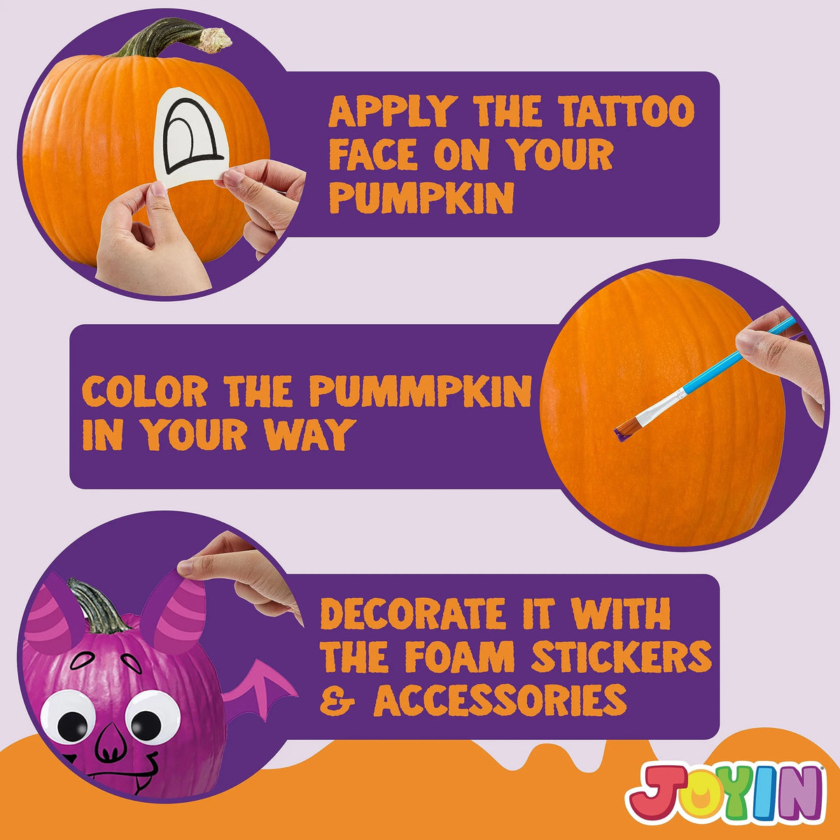40 pcs Halloween 3D Pumpkin Decorating DIY Craft Kits for Kids T1702