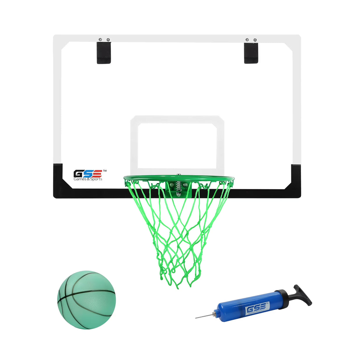 Over-The-Door Pro Basketball Hoop Set with Basketball & Pump, Wall-Mounted Basketball Hoop Set, Indoor Basketball Game, Large - Glow in the Dark C4970