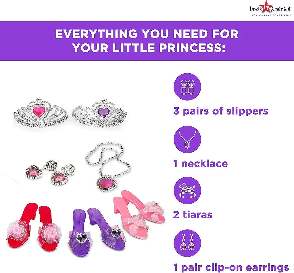 Princess Dress Up Set with Shoes, Crown & Jewelry S588