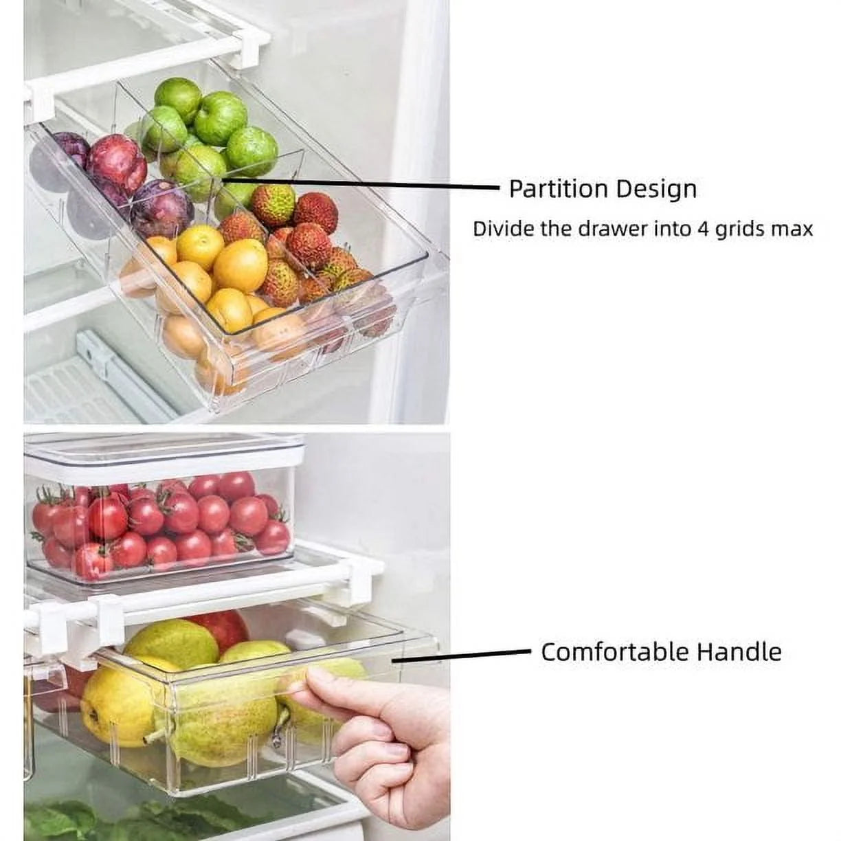 Fridge Drawer Organizer with Handle Storage Box G237