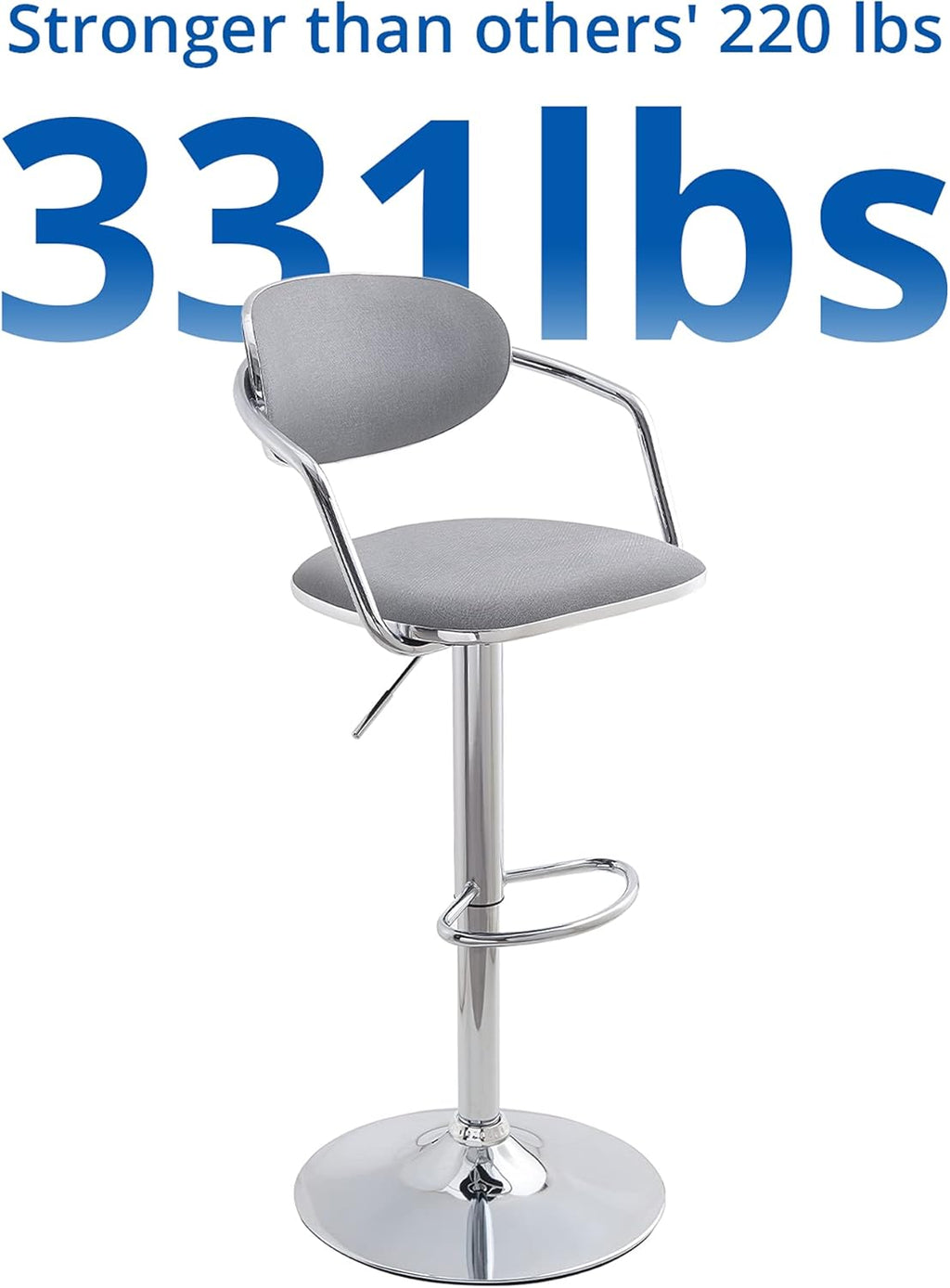 Grey Fabric Metal Swivel Bar Stools Set of 2 X738