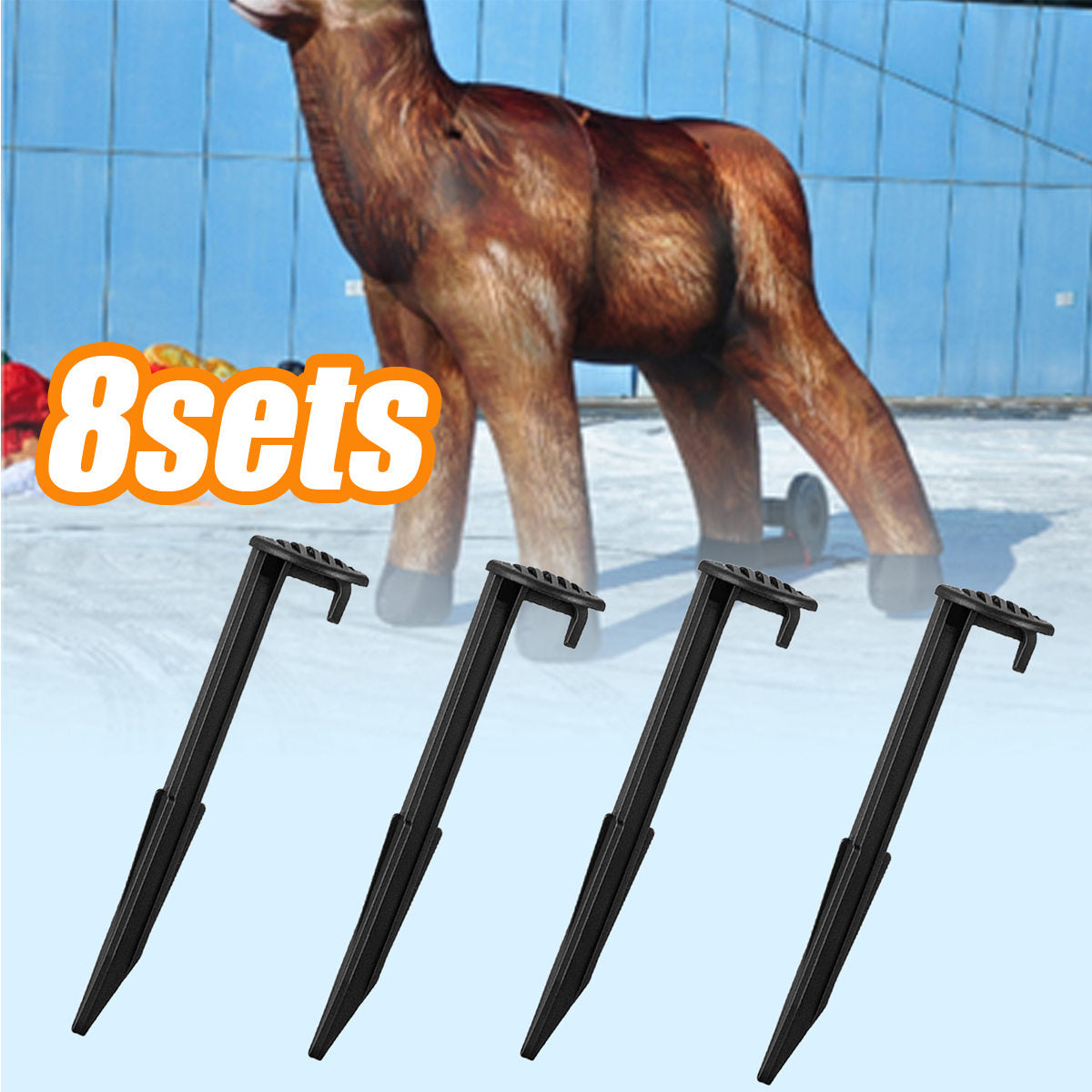 8 Sets Heavy Duty Tent Stakes Replacement Black Gardening Pegs J28041