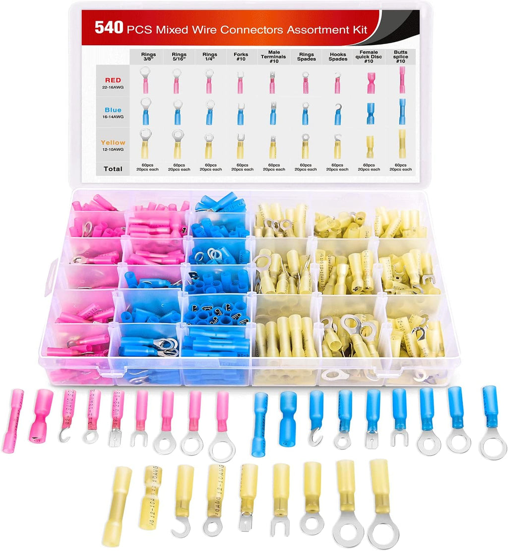 540 PCS Waterproof Heat Shrink Wire Connectors Kit F110366
