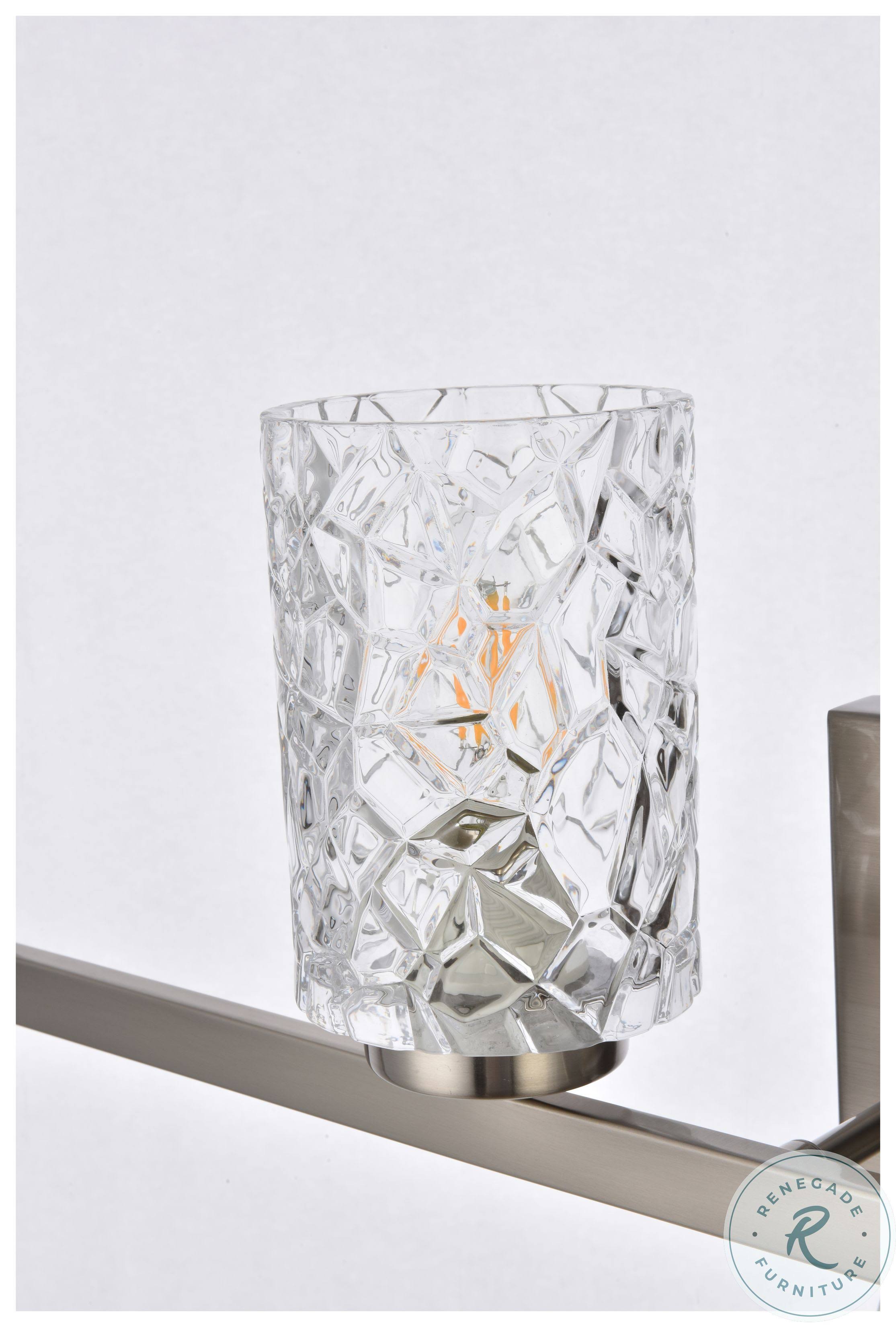 4 Lights Bath Sconce in Stain Nickel with Clear Shade L64887
