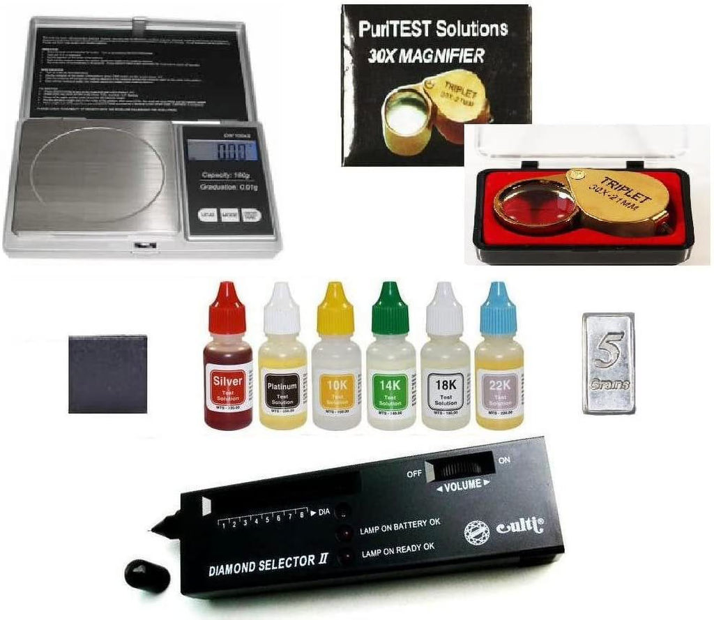 Gold Silver Platinum Test Acids with Diamond Tester and Digital Scale F887423
