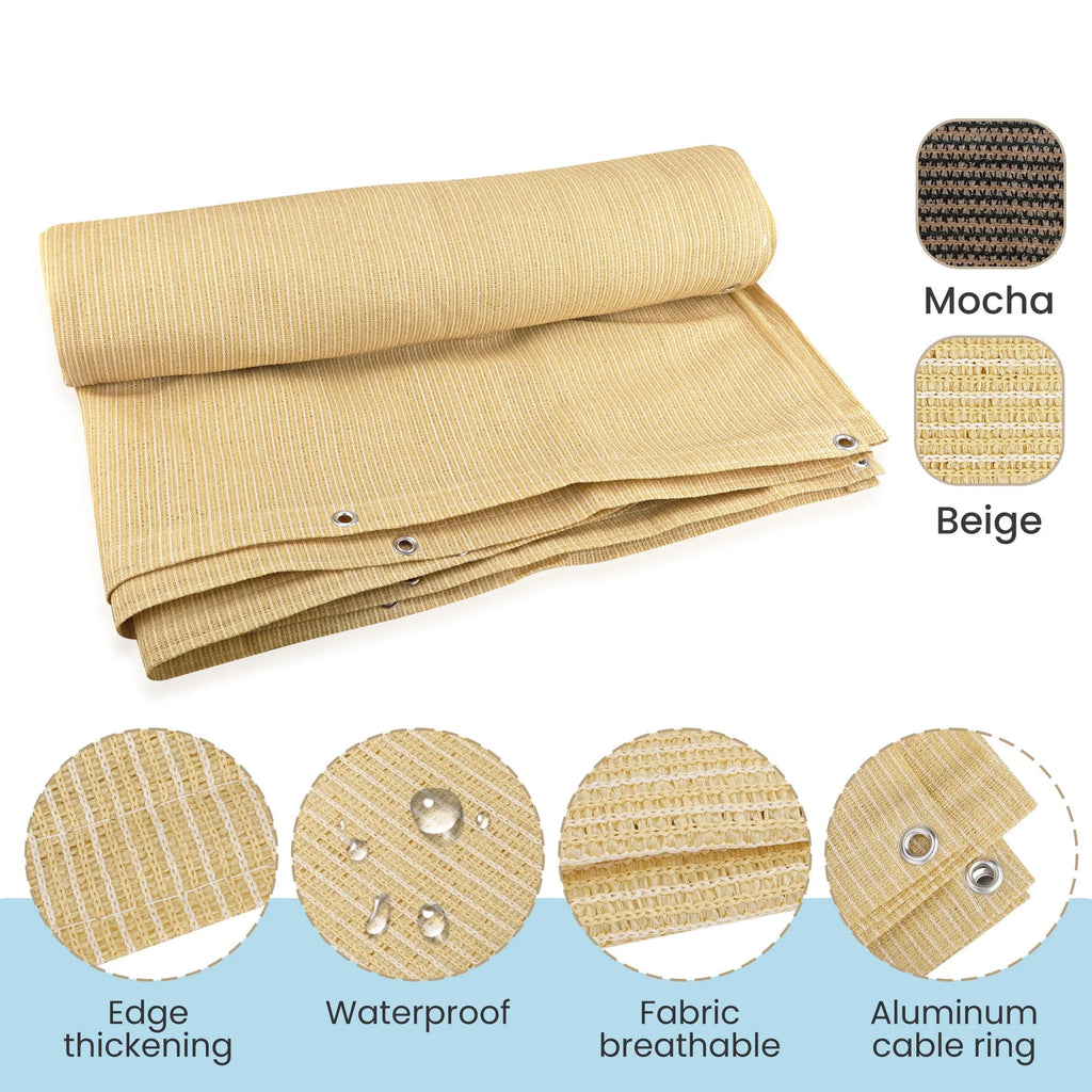 Beige 8x12ft Sunblock Shade Cloth J2516