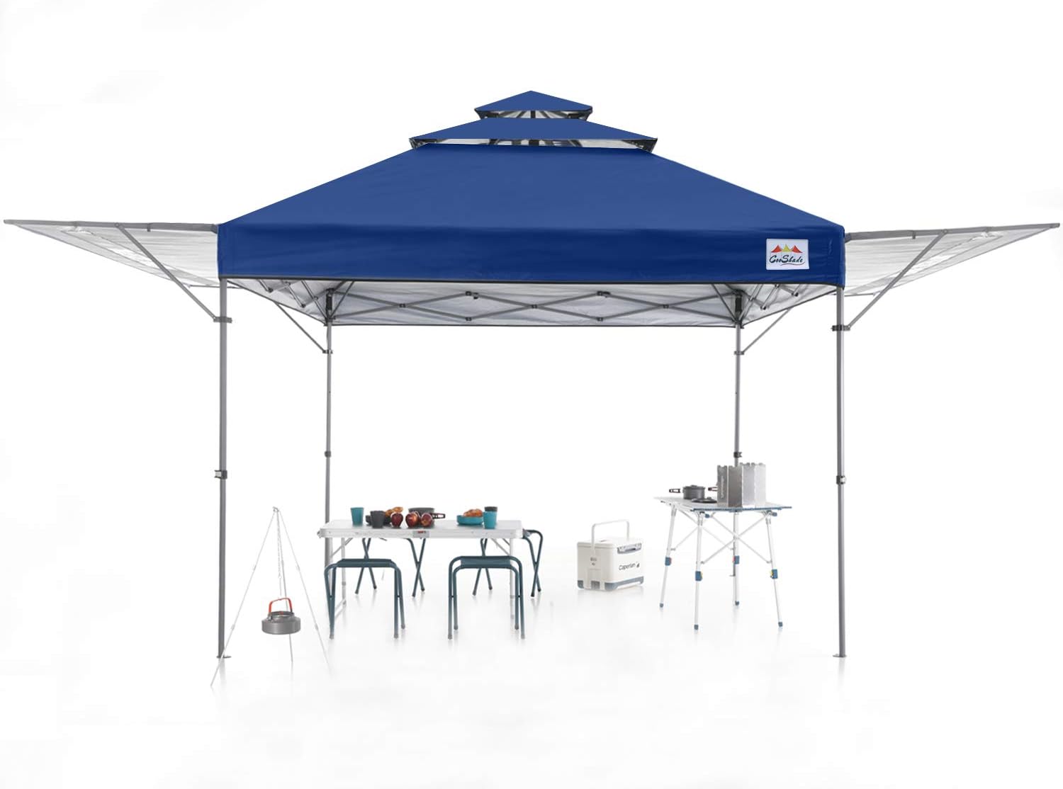 10x17 Instant Pop Up Canopy Tent with Ventilation and Adjustable Dual Half Awnings Black U22981