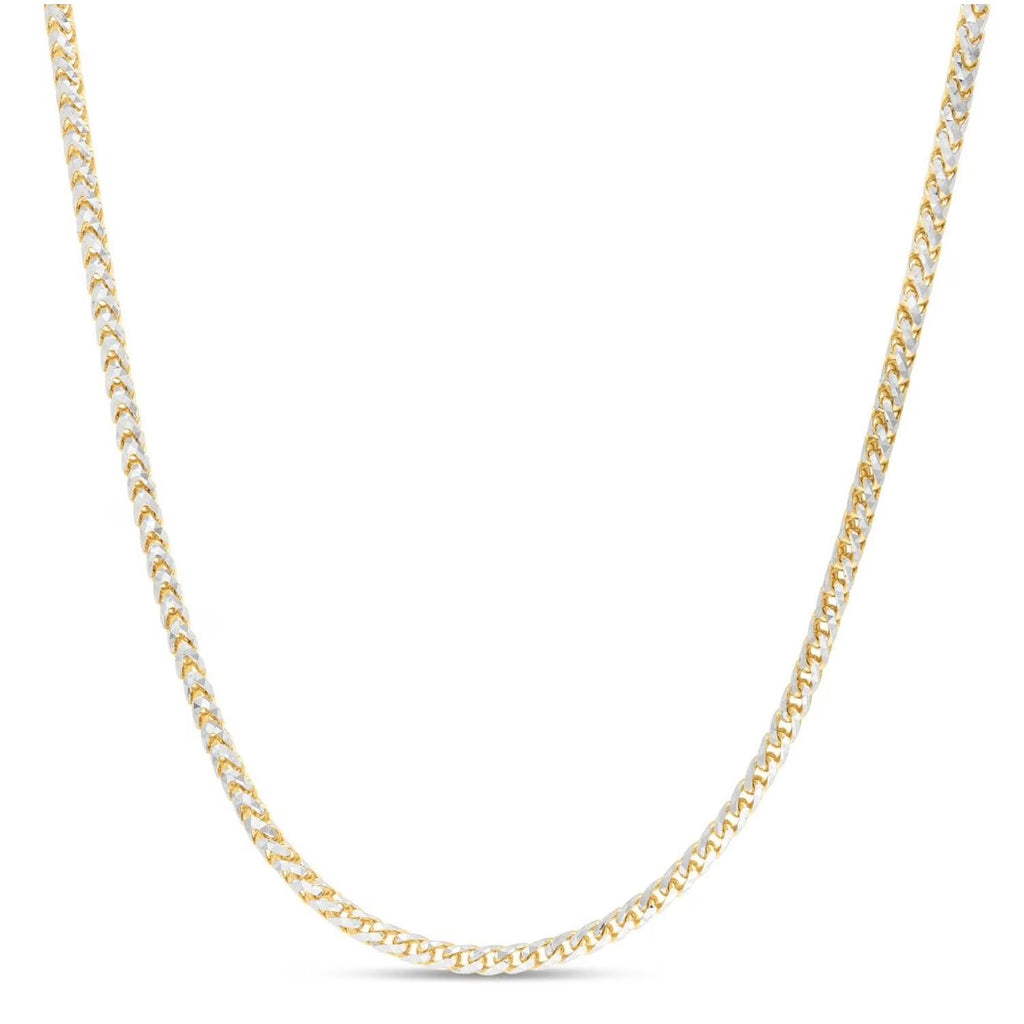 14K Two Tone Gold Pave Franco Chain Bracelet 8 Inches S88944