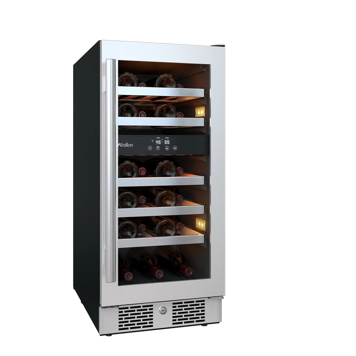 15" Wide 23 Bottle Dual Zone Stainless Steel Wine Cooler B883