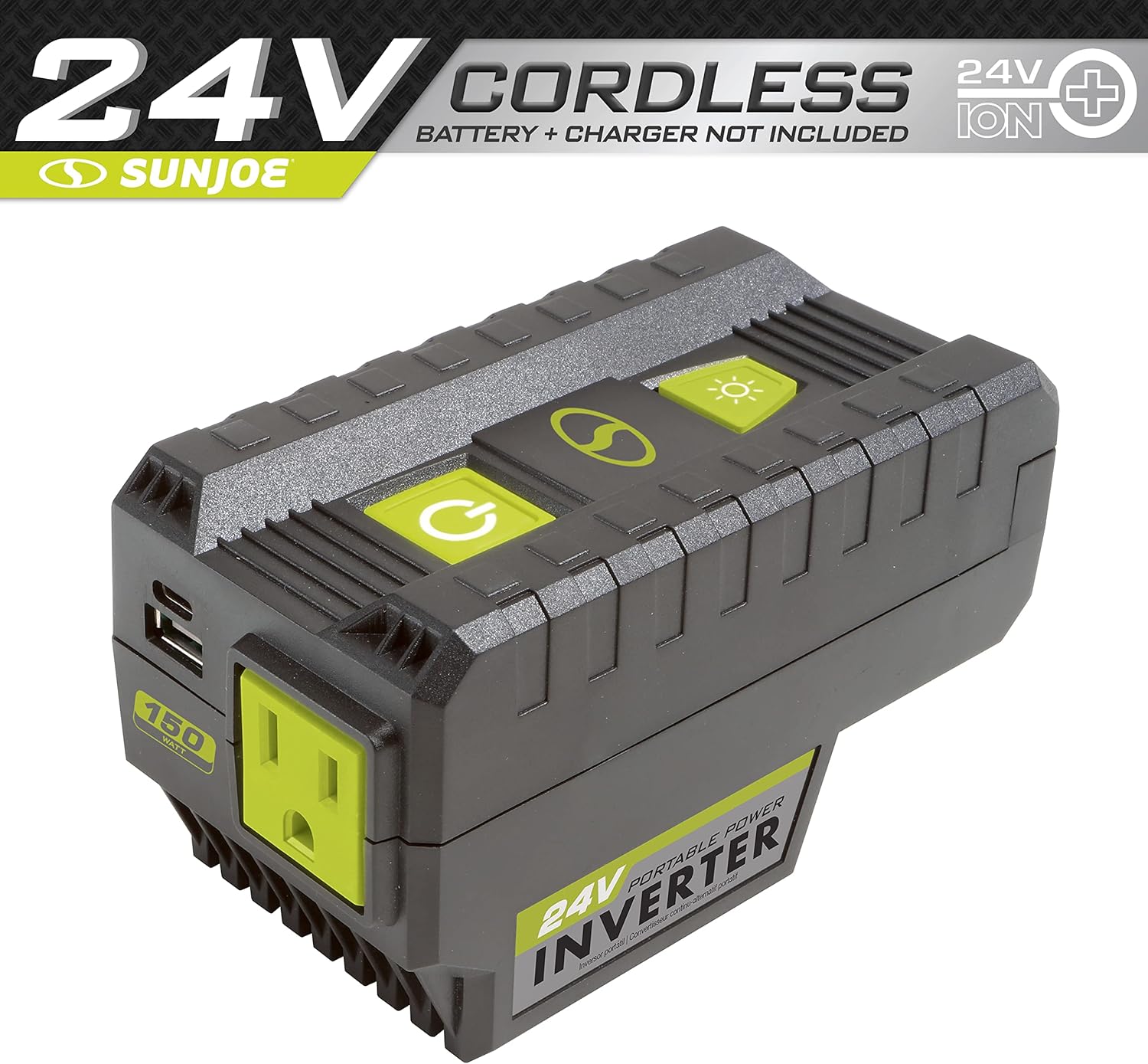 24V Cordless Portable Powered Inverter, Black Pack of 2 D92278