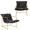 Black Faux Leather Sling Accent Chair Set of 2 I440