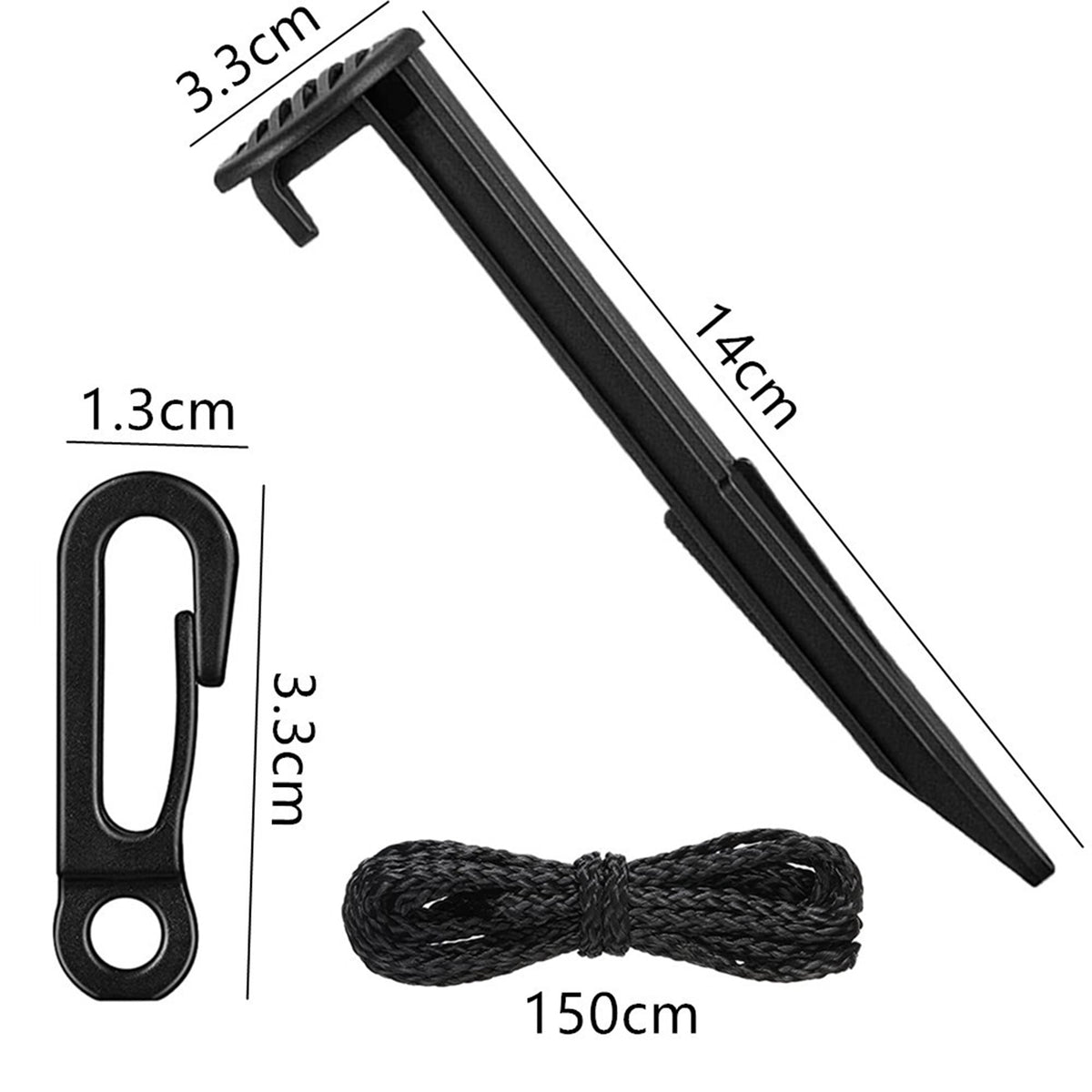 8 Sets Heavy Duty Tent Stakes Replacement Black Gardening Pegs J28041