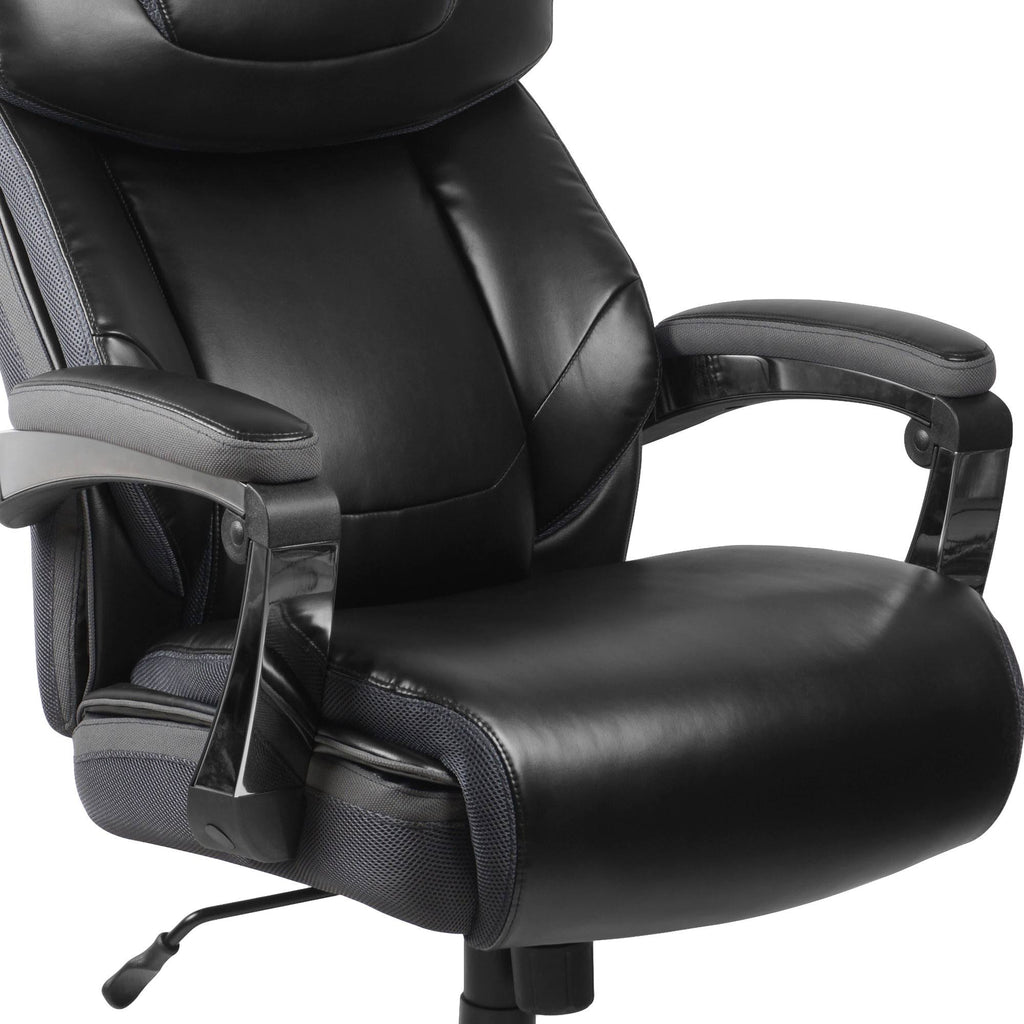 Black LeatherSoft Ergonomic Office Chair with Adjustable Headrest C2999