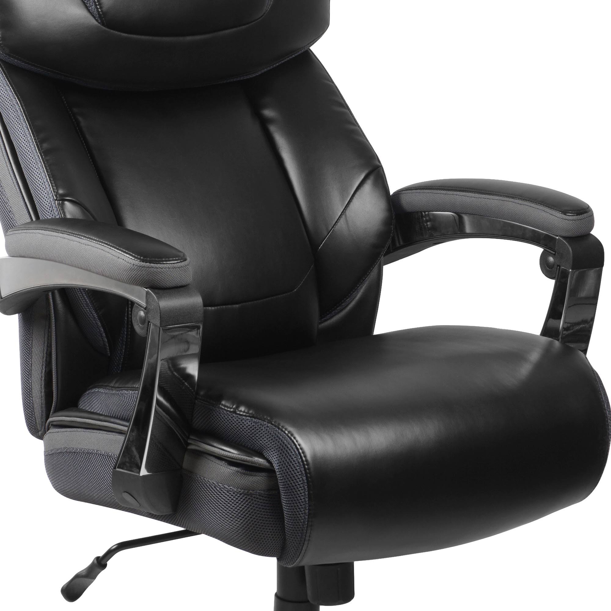 Black LeatherSoft Ergonomic Office Chair with Adjustable Headrest C2999