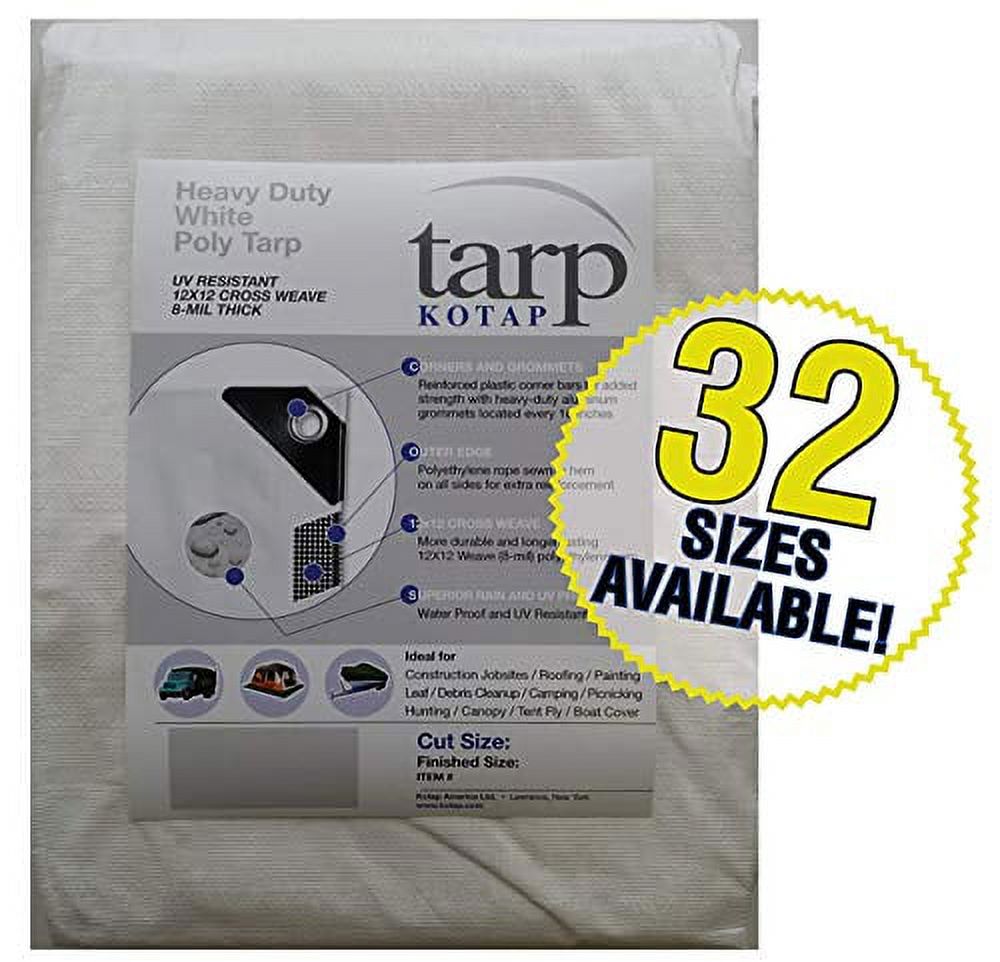 White 30-ft x 30-ft Heavy-Duty 8-mil Poly Tarp Y5536
