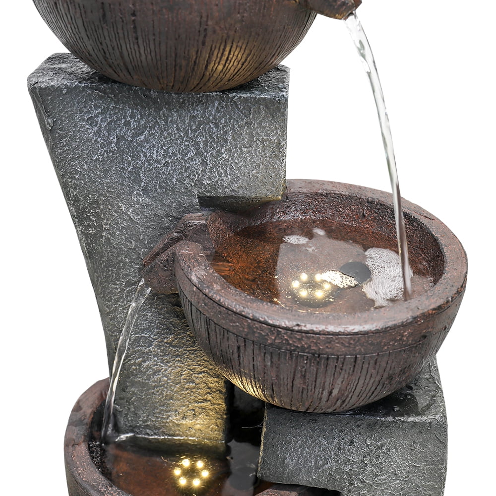 43.7-inch H Outdoor Garden Water Fountain with LED Lights H1258