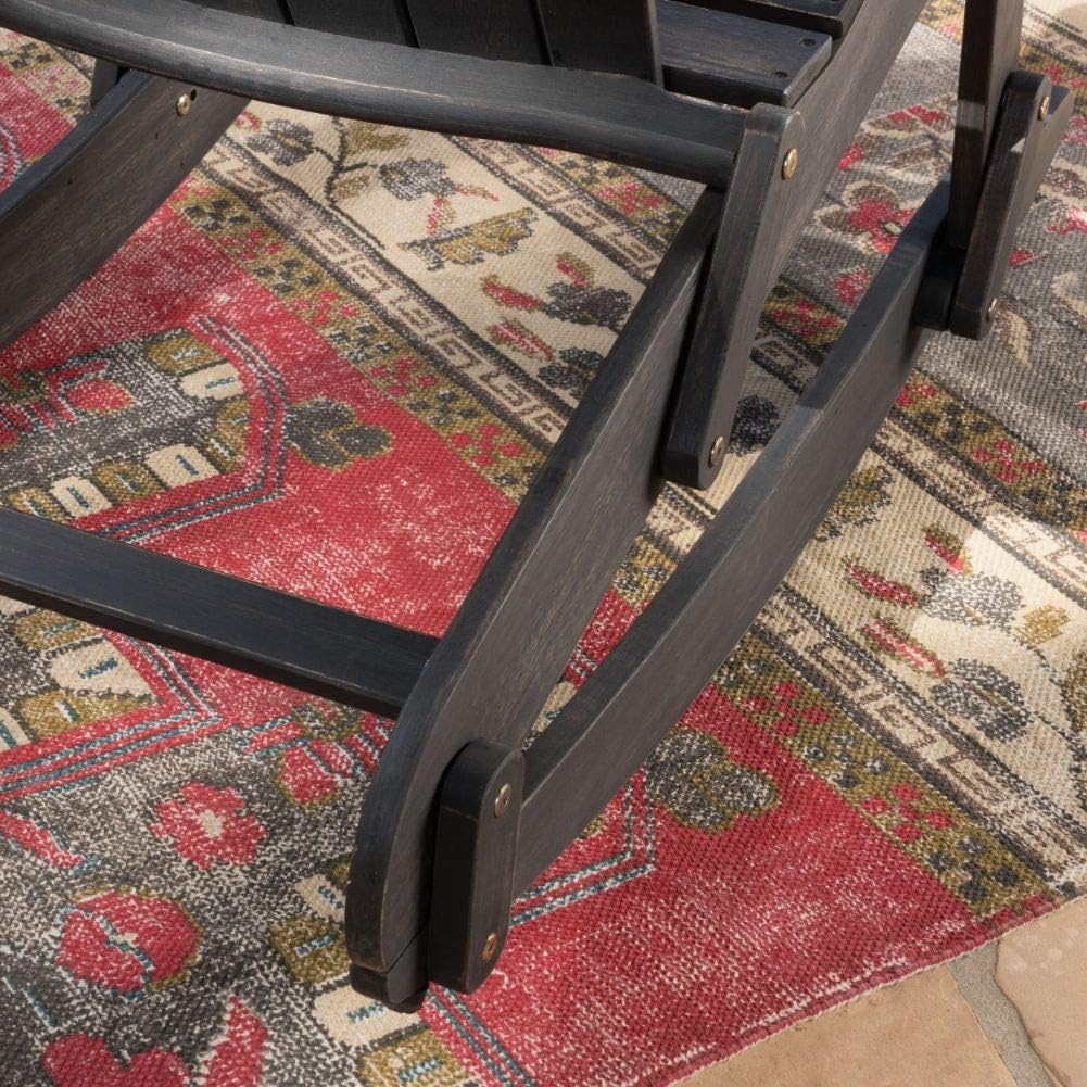 Dark Grey Acacia Wood Adirondack Rocking Chair U87299