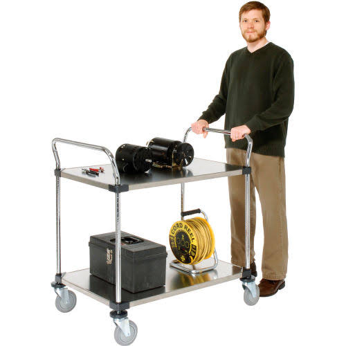 Stainless Steel Utility Cart 2 Shelves 48x24 P504
