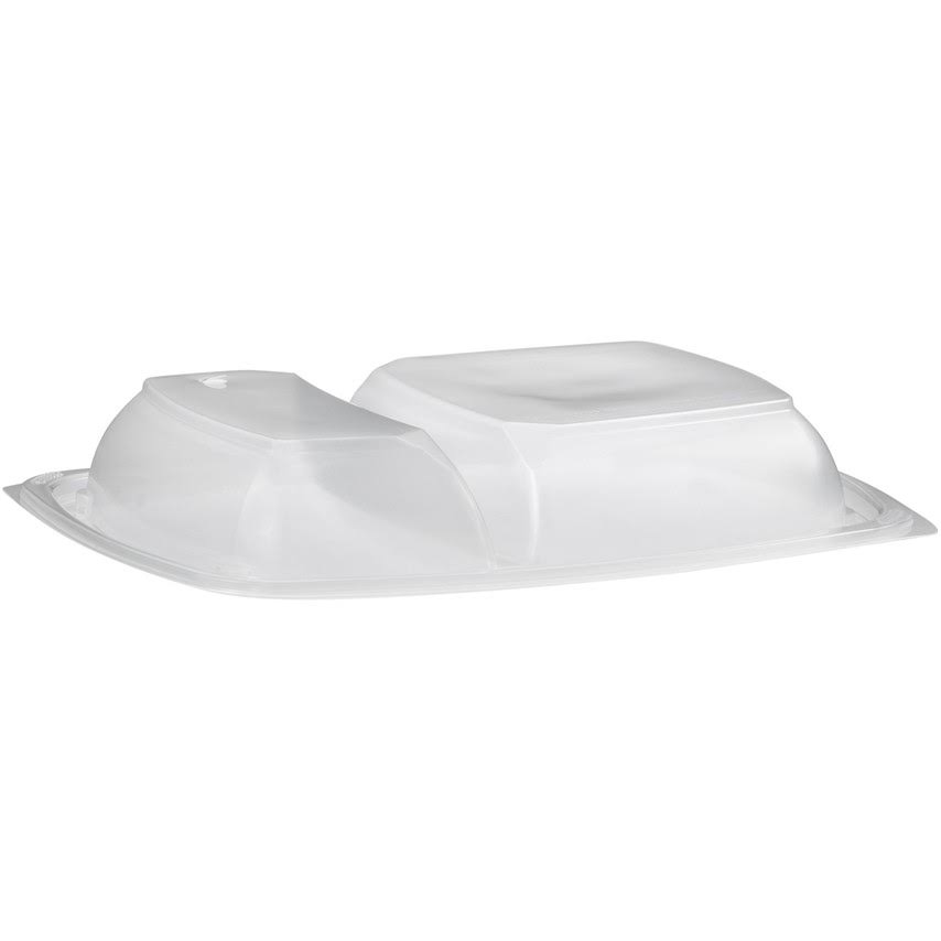 Clear Two-Compartment Dome Lid for 43 oz Medium Rectangle Containers G658312